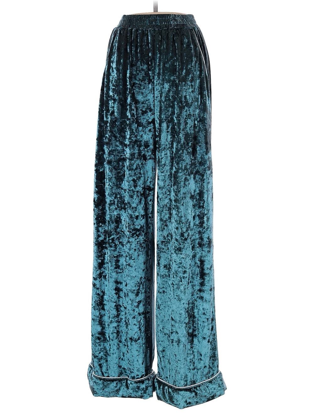 ALAMOUR THE LABEL AUSTRALIA TEAL CRUSHED VELVET PALAZZO PANTS S